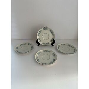 Set Of 4  Vintage Saucers w/Blue & Purple Flowers made in Poland by Ćmielów.